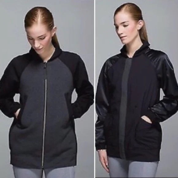 Lululemon Both Ways Bomber Heathered Black/Black size 6 - Picture 1 of 13